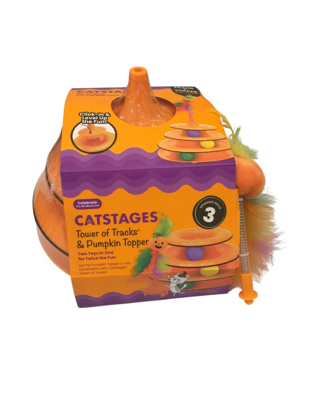 Catstages Tower of Tracks & Pumpkin Topper Cat Enrichment Toy Orange